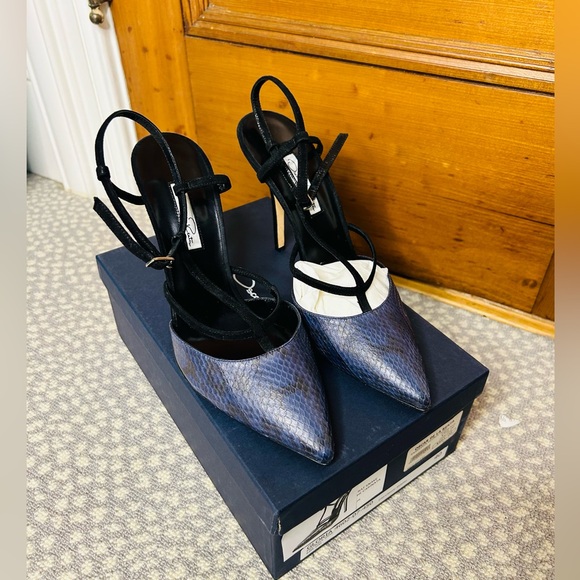 Oscar de la Renta Brand New $775 Snakeskin Gloria Pump Stiletto Heels Size EU 40 - Picture 2 of 10